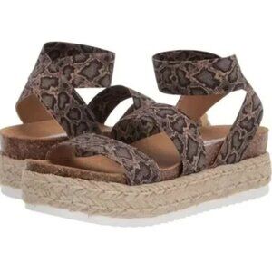 Steve Madden Women's Kimmie Espadrille Wedge Sandal Blu Snake Print Size 6 NWB